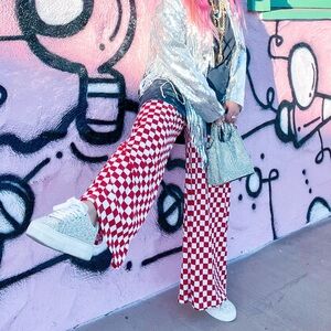 Wknd Chasers Red Checkered Pants